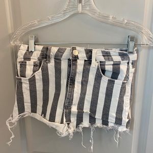 Zara striped denim shorts